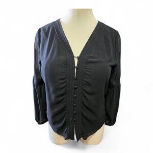 Ralph Lauren Black V-Neck Blouse